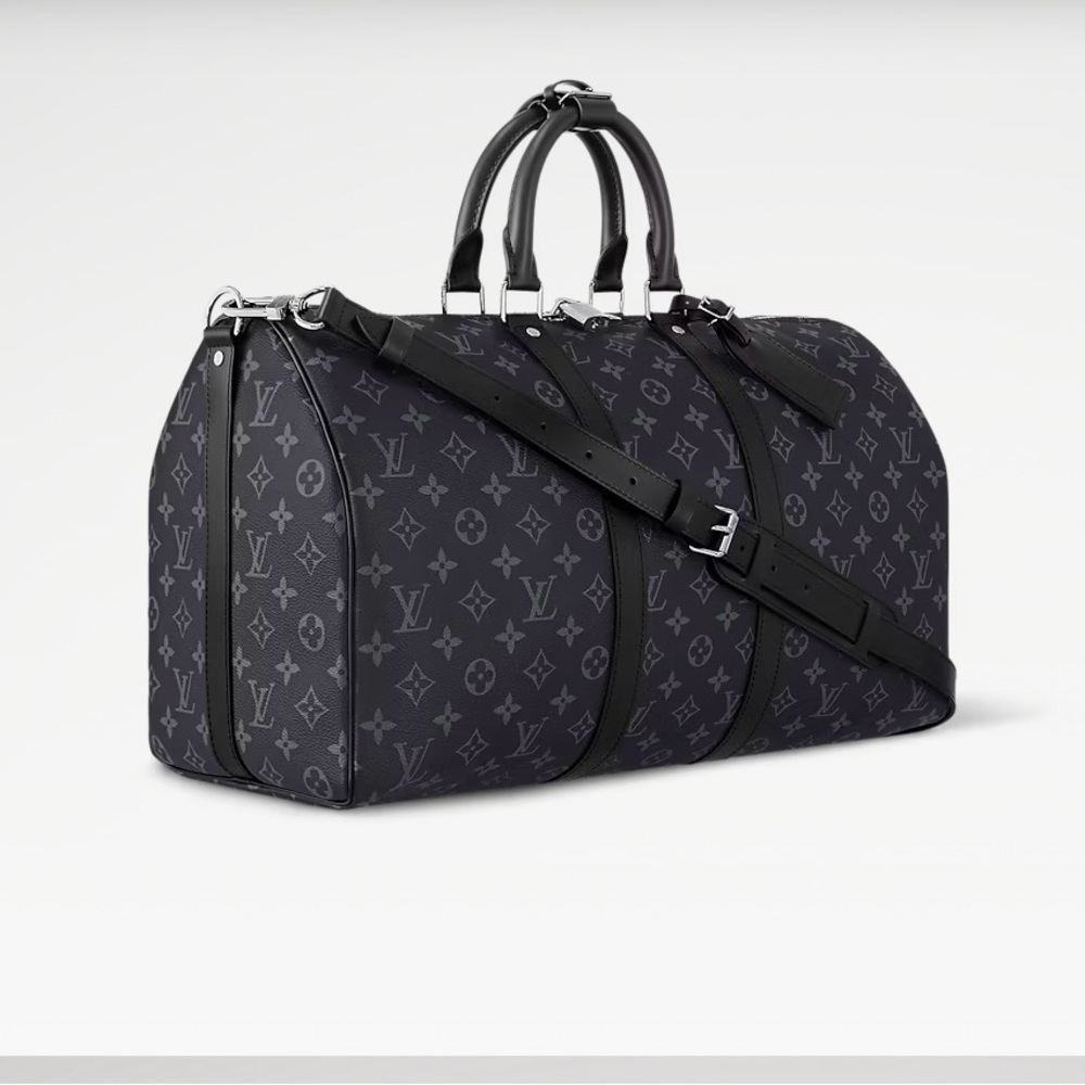 Louis Vuitton Keepall 45 Bandouliere Eclipse Black Duffle Bag